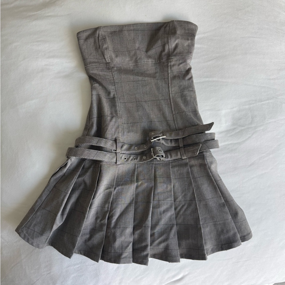 Bershka Black and Gray Plaid Dress